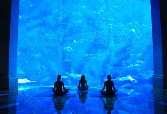 Underwater Yoga in The Lost Chambers Aquarium, Atlantis The Palm