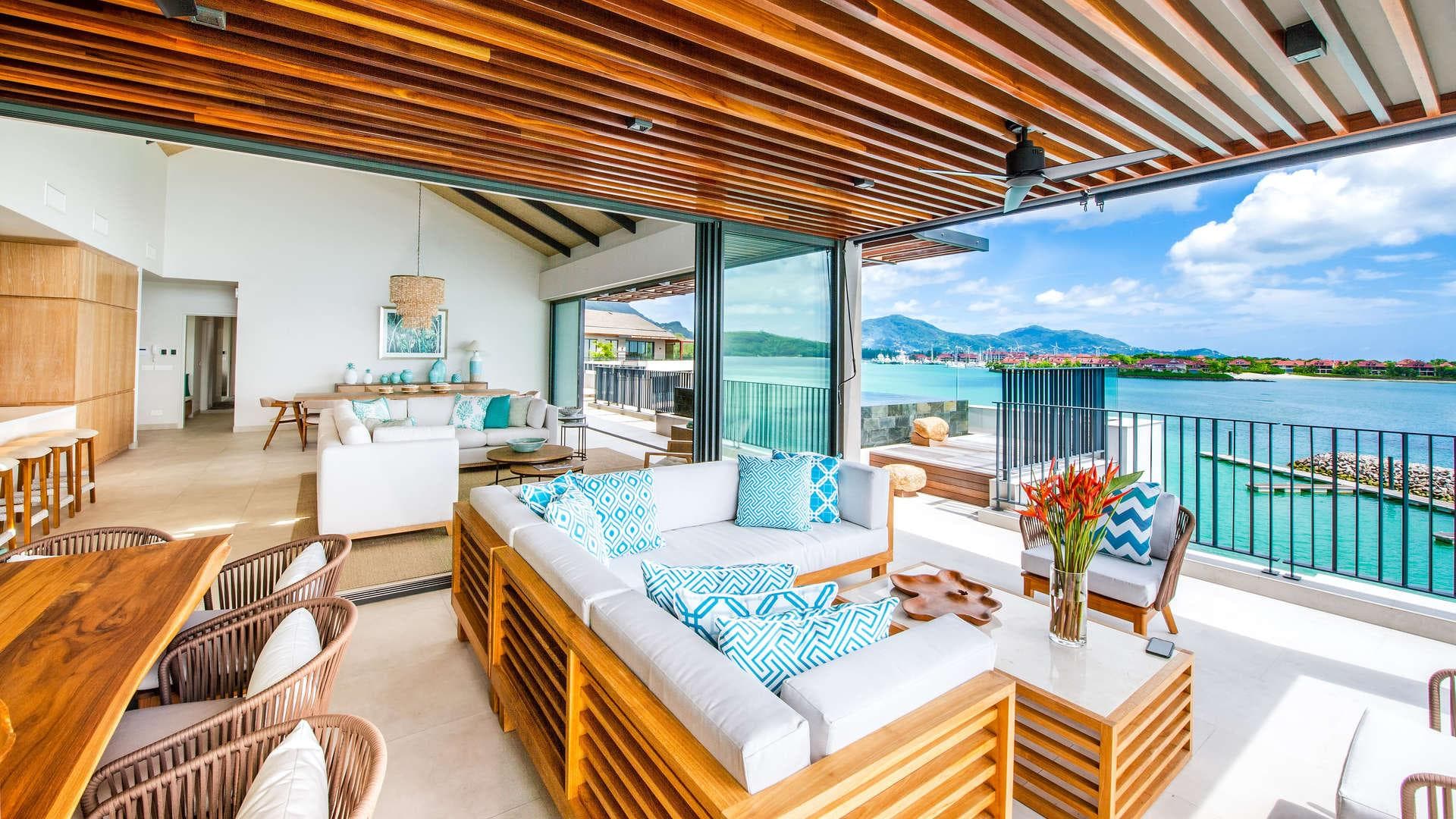 Seychelles beachfront villas Mahé private island waterfront estate
