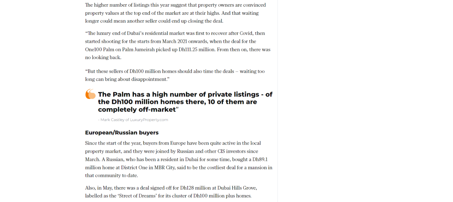 listings of Dubai's Dh100m homes