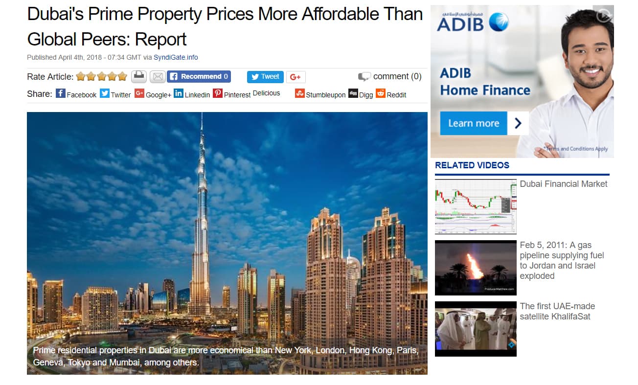 Dubai Prime Property Prices 2