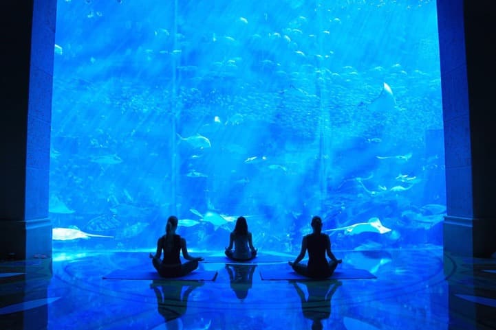 Underwater Yoga in The Lost Chambers Aquarium, Atlantis The Palm